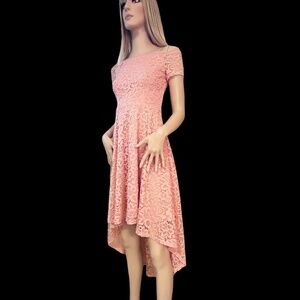 Dressystar Lace Cocktail Dress Hi-Lo Off Shoulder Bridesmaid Swing Formal Party